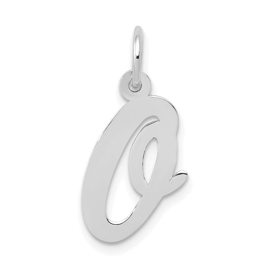 14k White Gold 14k White Gold Medium Script Letter O Initial Charm