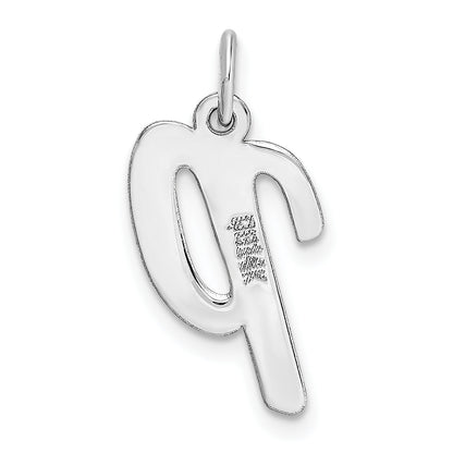 14k White Gold 14k White Gold Medium Script Letter P Initial Charm