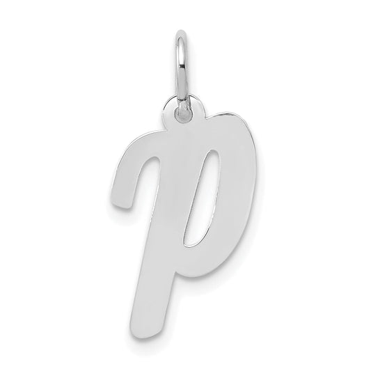 14k White Gold 14k White Gold Medium Script Letter P Initial Charm