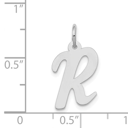14k White Gold 14k White Gold Medium Script Letter R Initial Charm