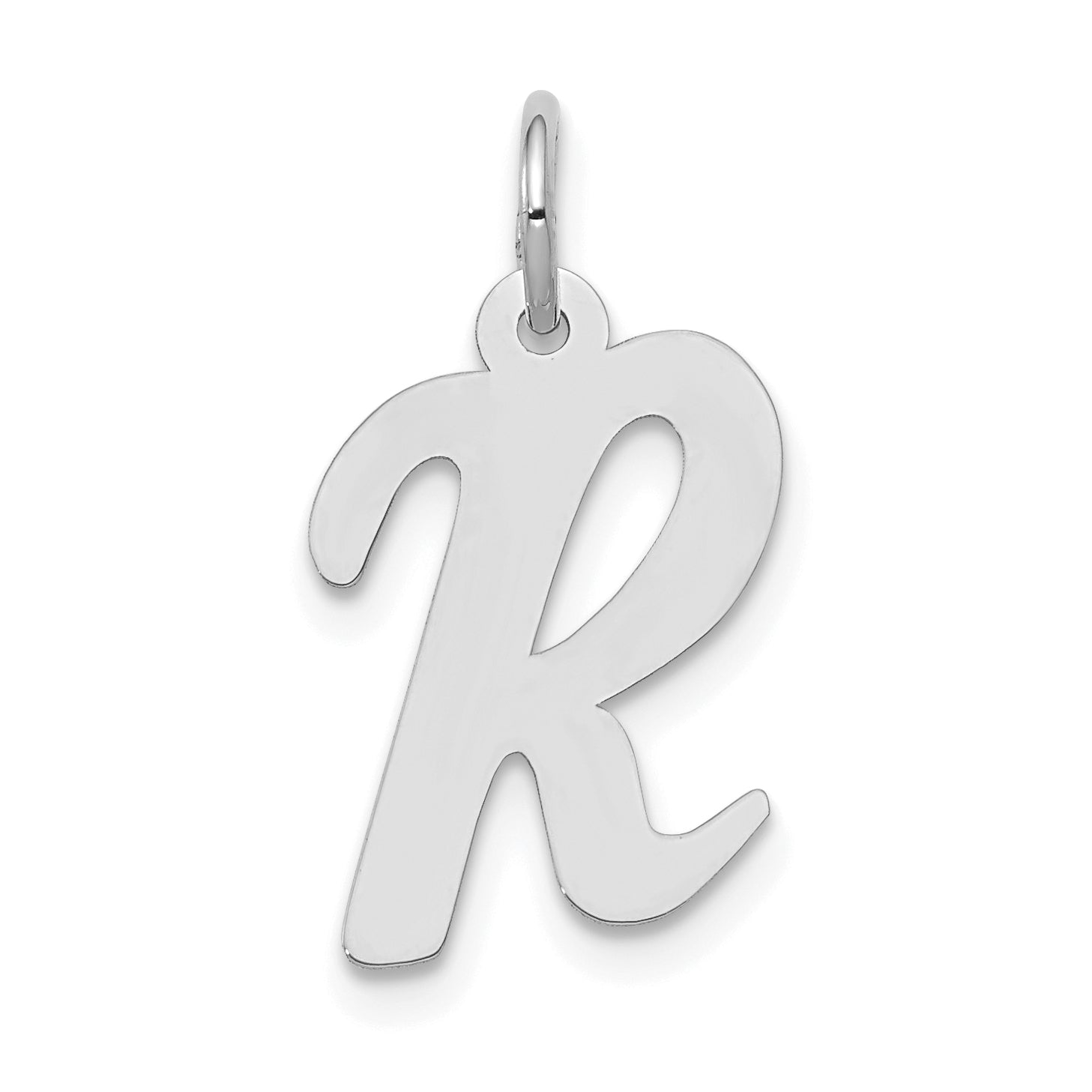14k White Gold 14k White Gold Medium Script Letter R Initial Charm