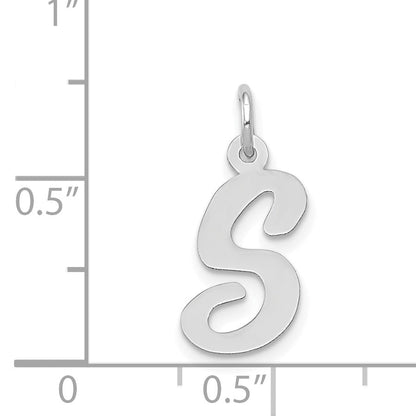 14k White Gold 14k White Gold Medium Script Letter S Initial Charm