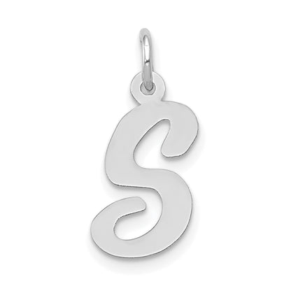 14k White Gold 14k White Gold Medium Script Letter S Initial Charm