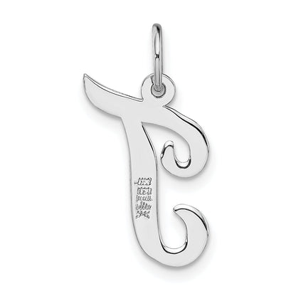 14k White Gold 14k White Gold Medium Script Letter T Initial Charm