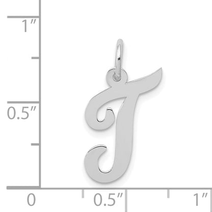 14k White Gold 14k White Gold Medium Script Letter T Initial Charm