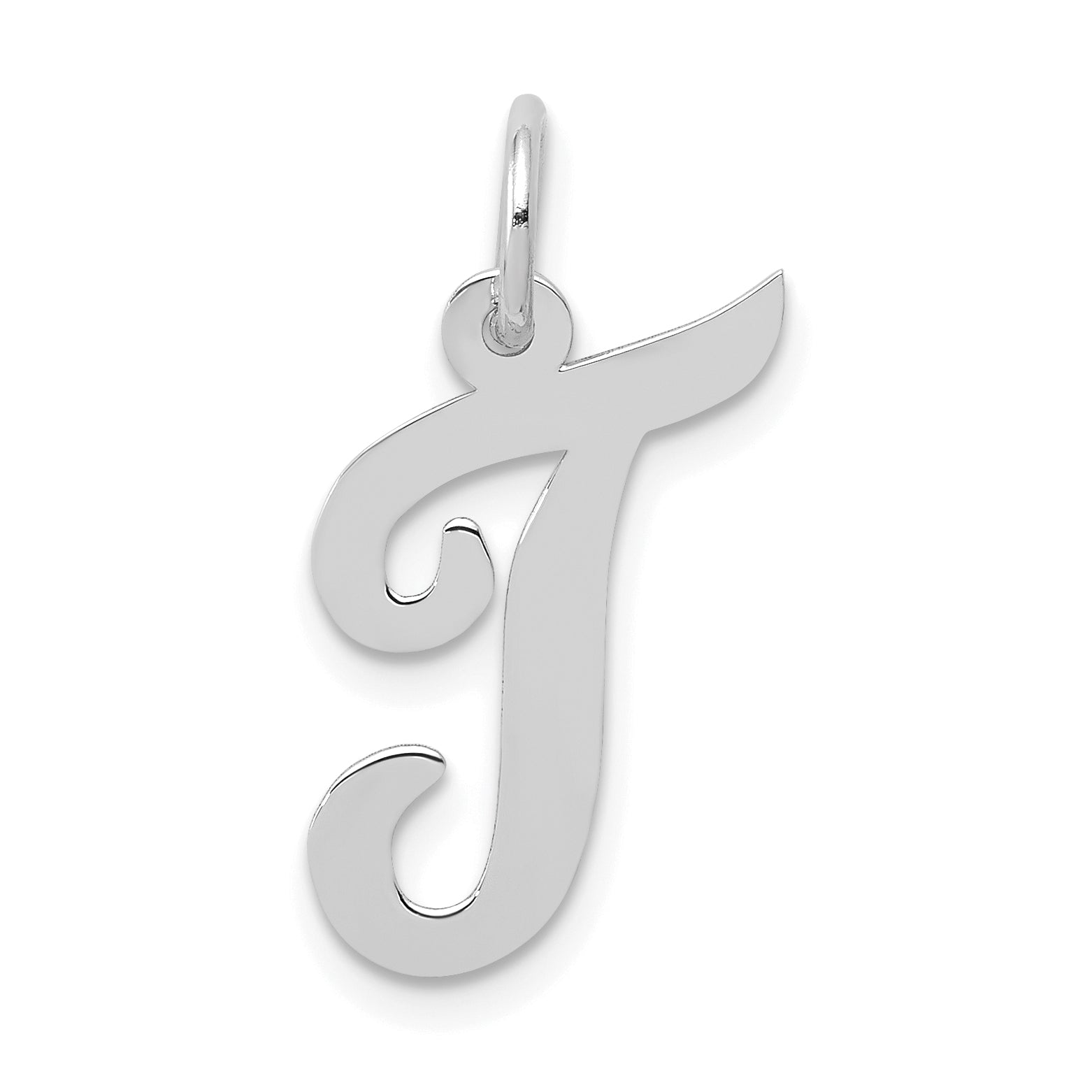 14k White Gold 14k White Gold Medium Script Letter T Initial Charm