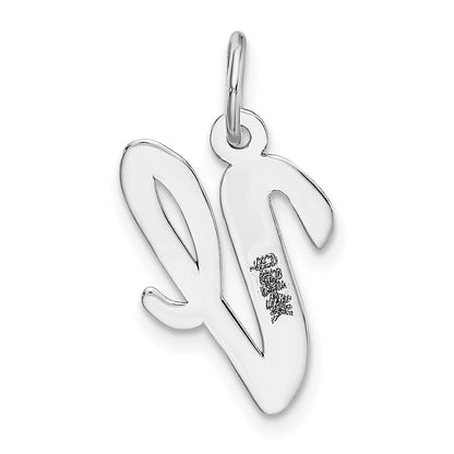 14k White Gold 14k White Gold Medium Script Letter V Initial Charm