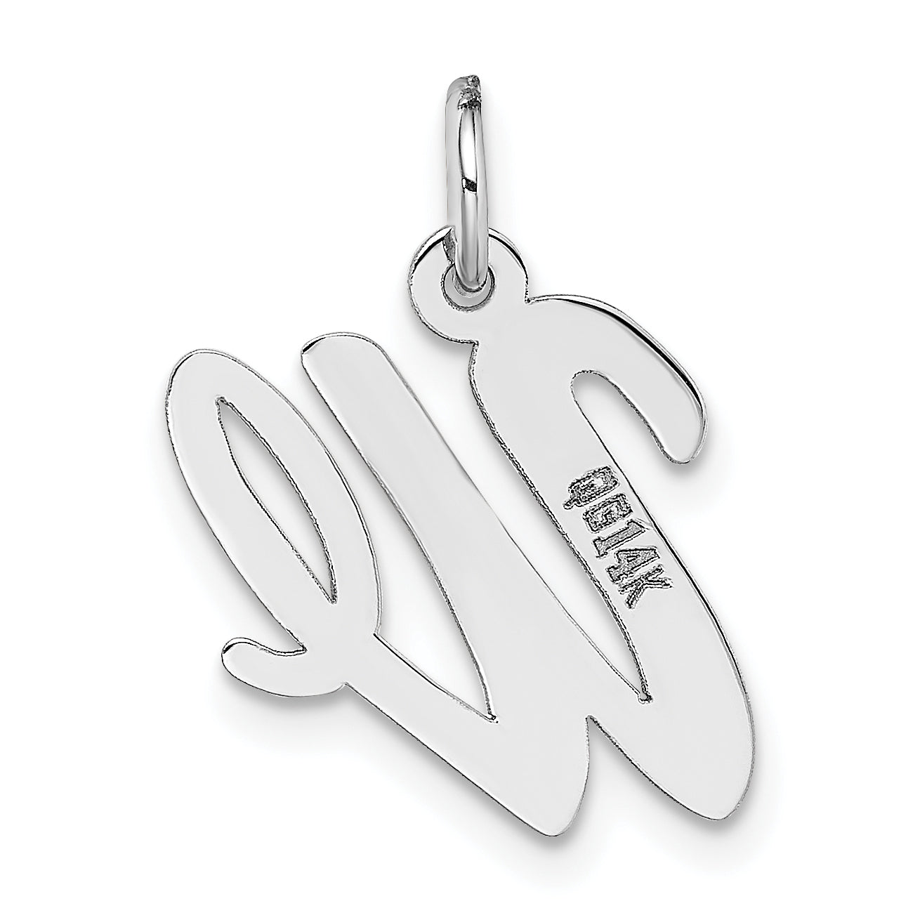 14k White Gold 14k White Gold Medium Script Letter W Initial Charm