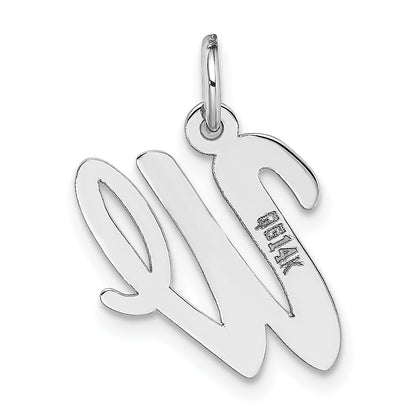 14k White Gold 14k White Gold Medium Script Letter W Initial Charm