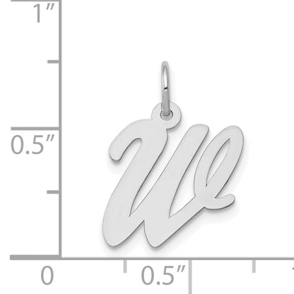 14k White Gold 14k White Gold Medium Script Letter W Initial Charm