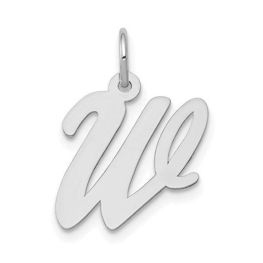 14k White Gold 14k White Gold Medium Script Letter W Initial Charm
