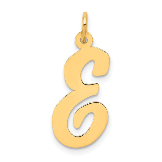 14k Yellow Gold 14k Large Script Letter E Initial Charm