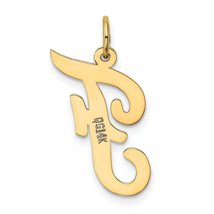 14k Yellow Gold 14k Large Script Letter F Initial Charm