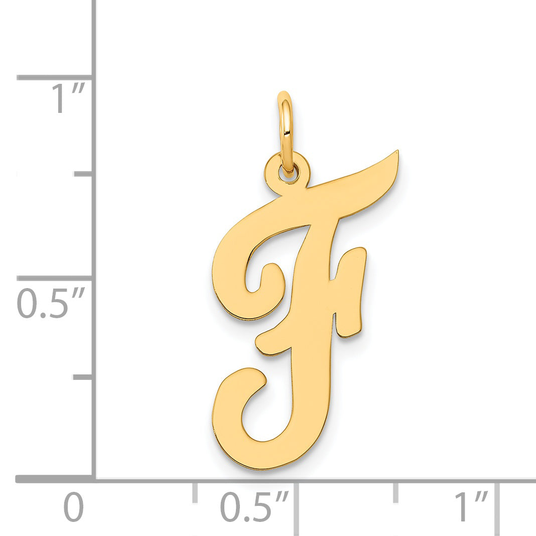 14k Yellow Gold 14k Large Script Letter F Initial Charm