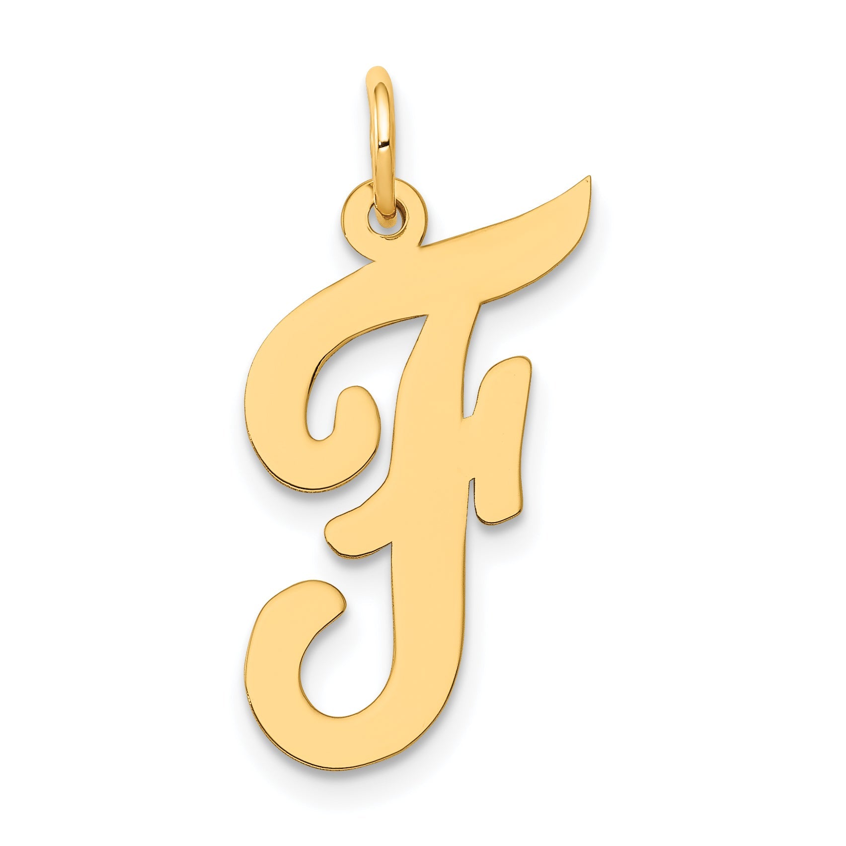 14k Yellow Gold 14k Large Script Letter F Initial Charm