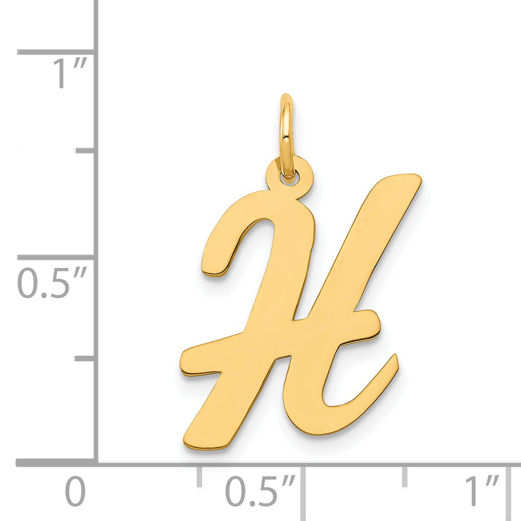 14k Yellow Gold 14k Large Script Letter H Initial Charm