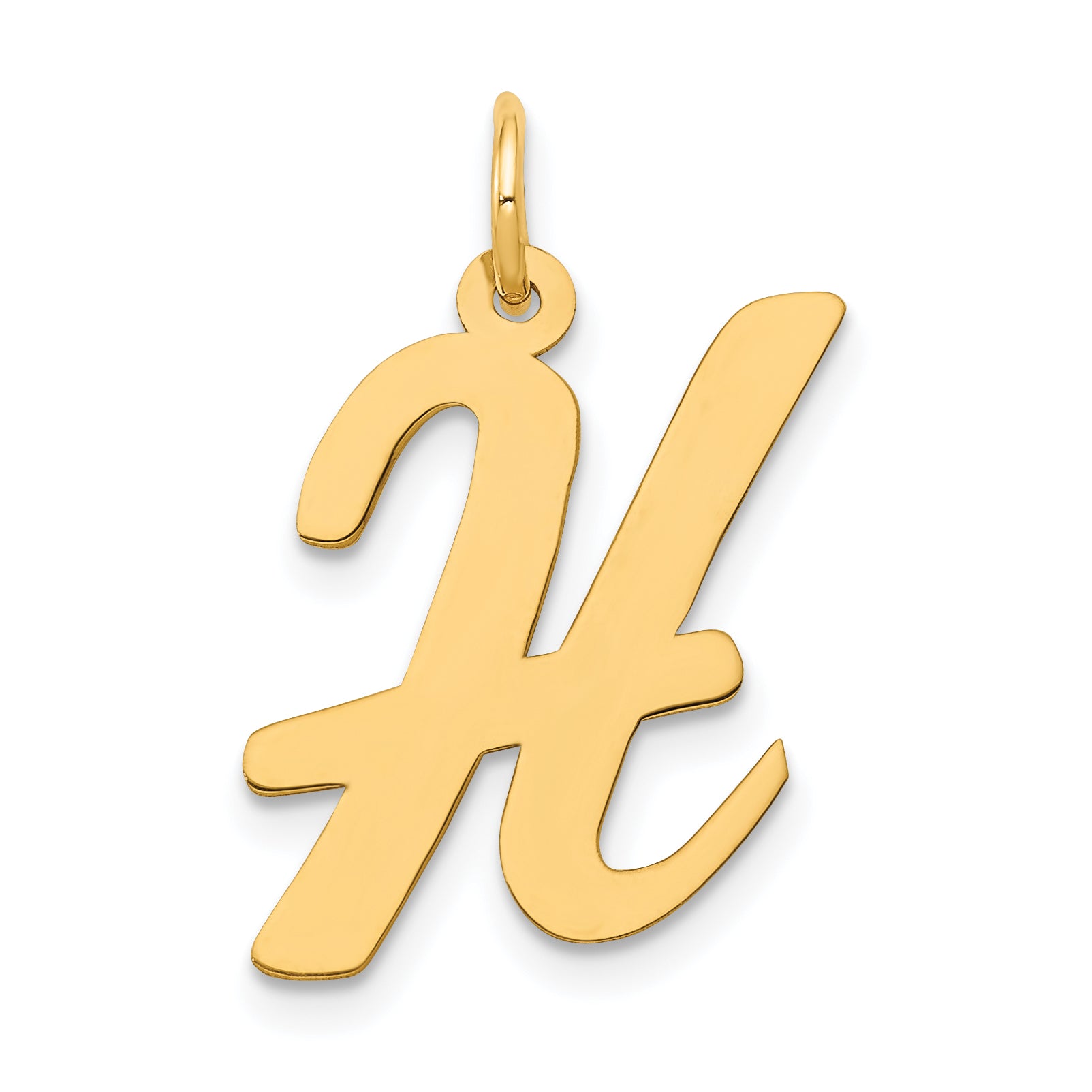 14k Yellow Gold 14k Large Script Letter H Initial Charm