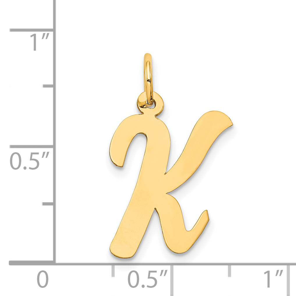 14k Yellow Gold 14k Large Script Letter K Initial Charm