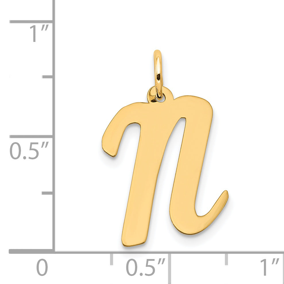 14k Yellow Gold 14k Large Script Letter N Initial Charm