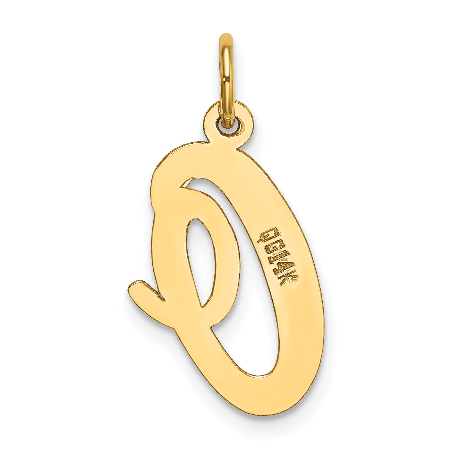 14k Yellow Gold 14k Large Script Letter O Initial Charm