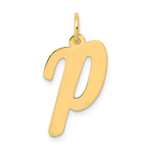 14k Yellow Gold 14k Large Script Letter P Initial Charm