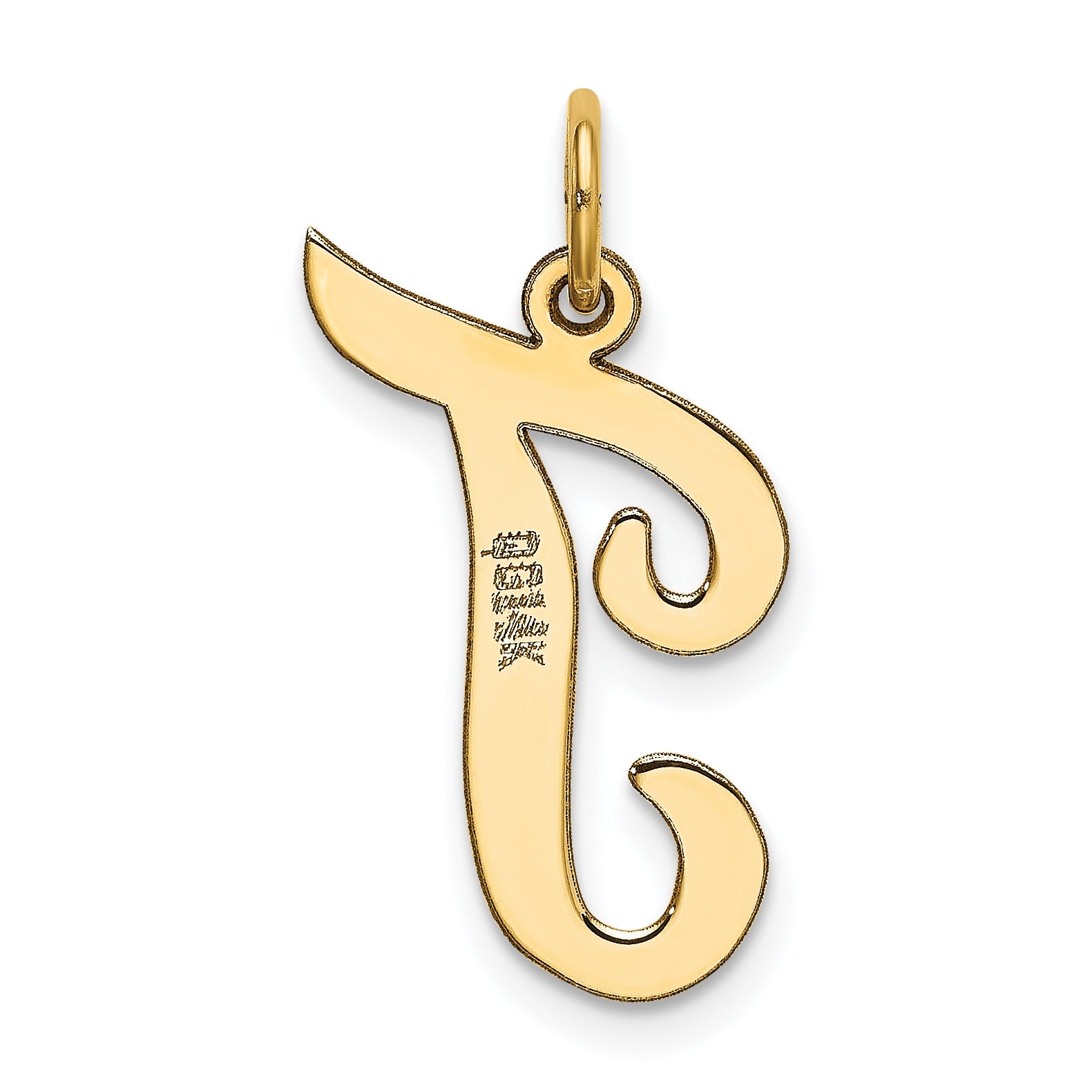 14k Yellow Gold 14k Large Script Letter T Initial Charm