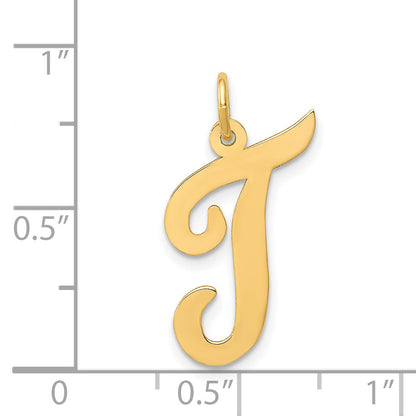 14k Yellow Gold 14k Large Script Letter T Initial Charm
