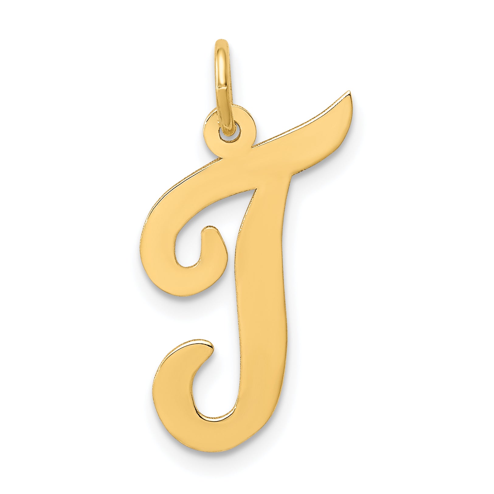 14k Yellow Gold 14k Large Script Letter T Initial Charm
