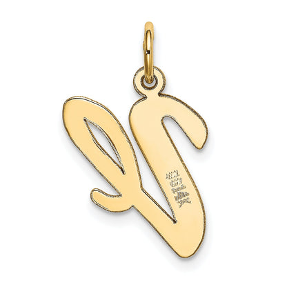 14k Yellow Gold 14k Large Script Letter V Initial Charm