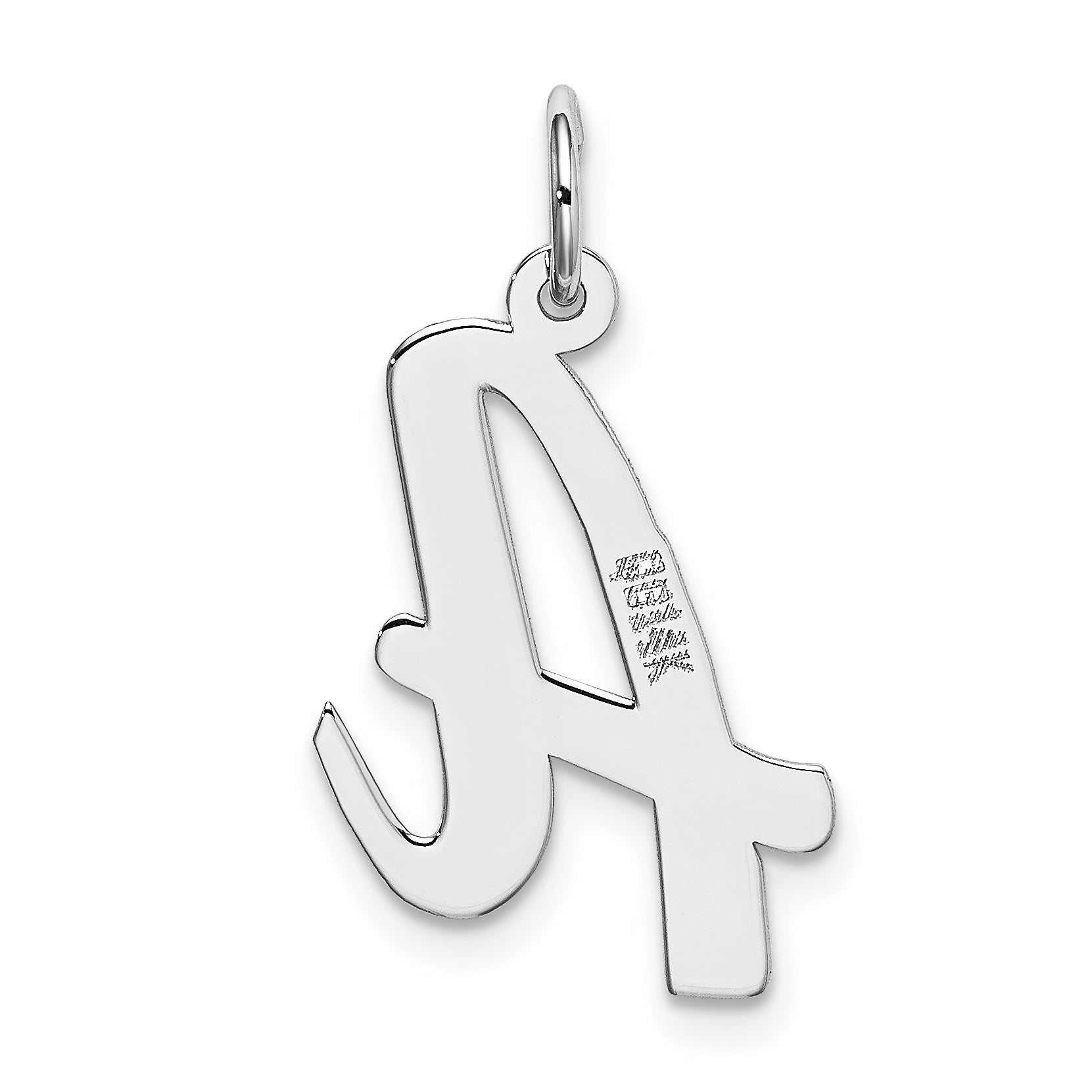 14k White Gold 14k White Gold Large Script Letter A Initial Charm