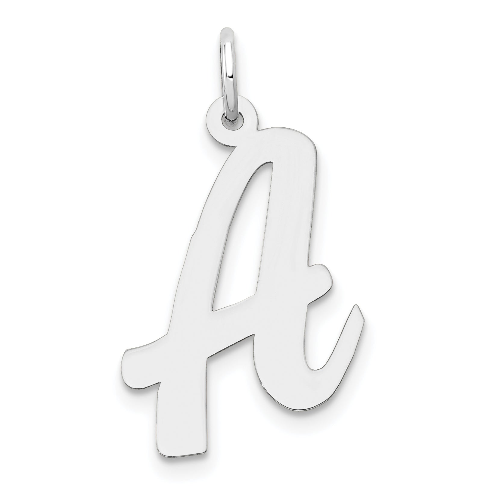 14k White Gold 14k White Gold Large Script Letter A Initial Charm