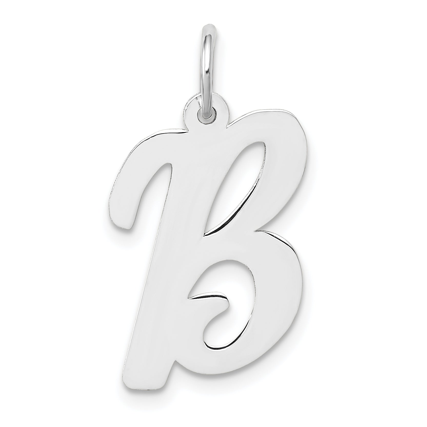 14k White Gold 14k White Gold Large Script Letter B Initial Charm