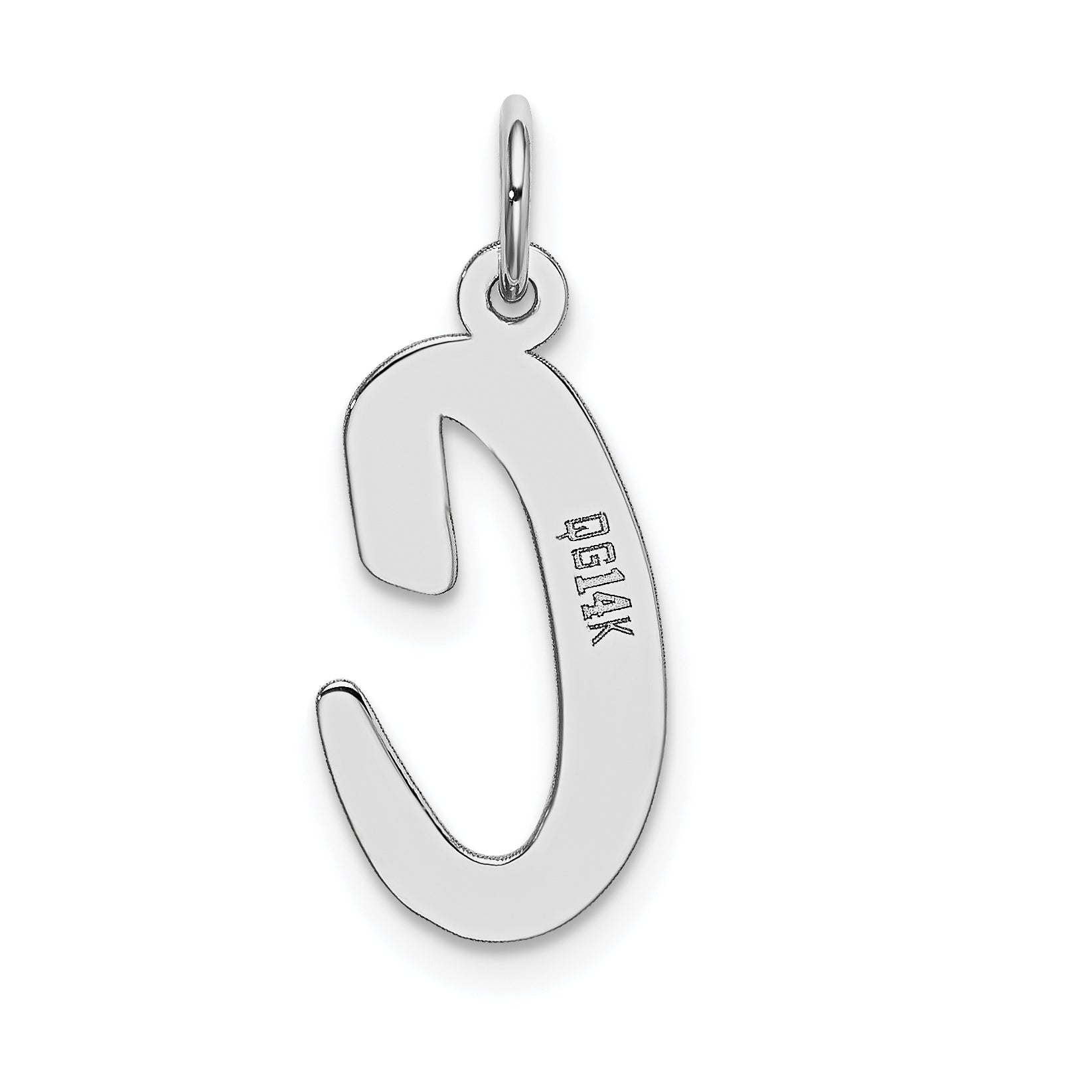 14K White Gold Large Script Letter C Initial Charm