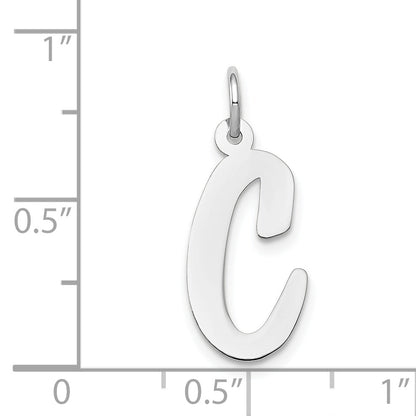 14K White Gold Large Script Letter C Initial Charm