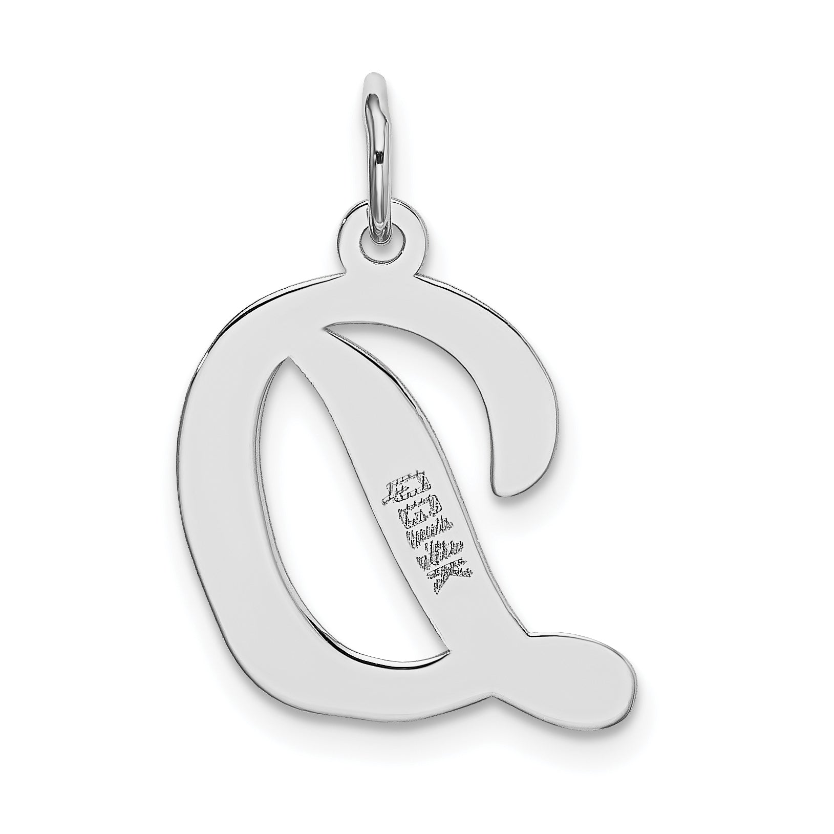 14k White Gold 14k White Gold Large Script Letter D Initial Charm