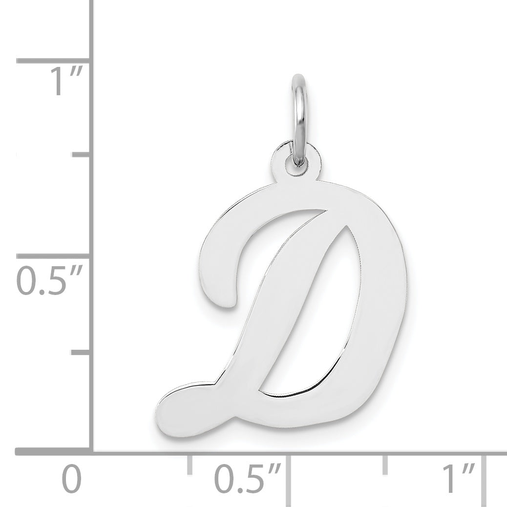 14k White Gold 14k White Gold Large Script Letter D Initial Charm