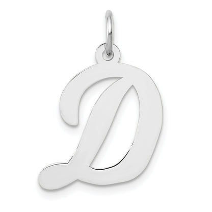 14k White Gold 14k White Gold Large Script Letter D Initial Charm