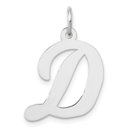 14k White Gold 14k White Gold Large Script Letter D Initial Charm