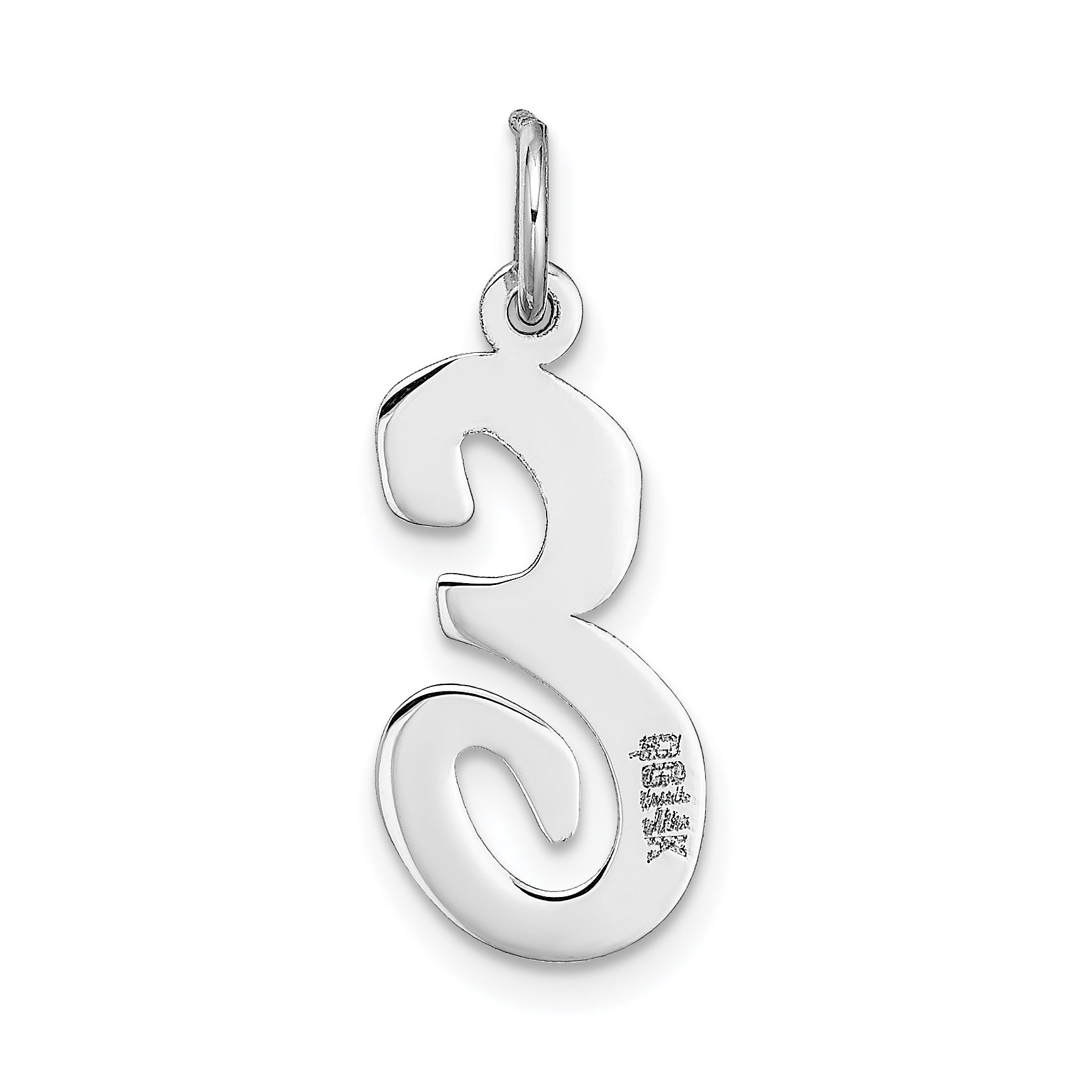 14k White Gold 14k White Gold Large Script Letter E Initial Charm