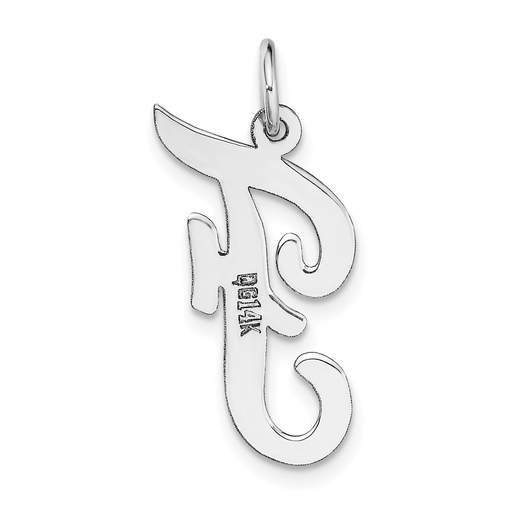 14k White Gold 14k White Gold Large Script Letter F Initial Charm