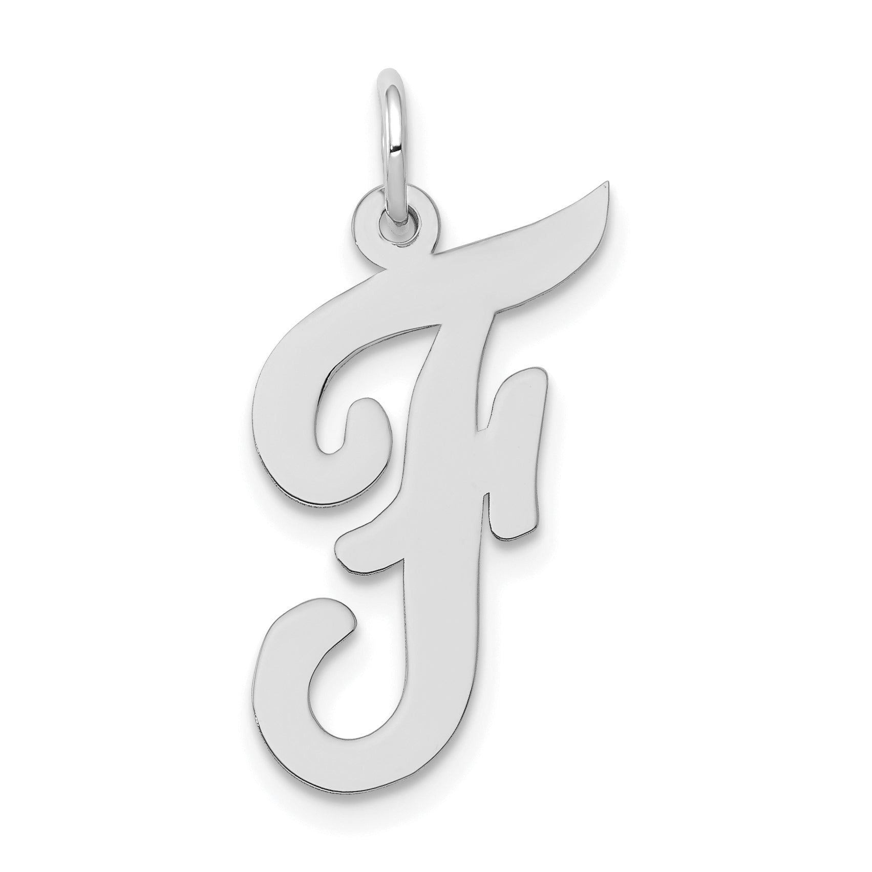 14k White Gold 14k White Gold Large Script Letter F Initial Charm