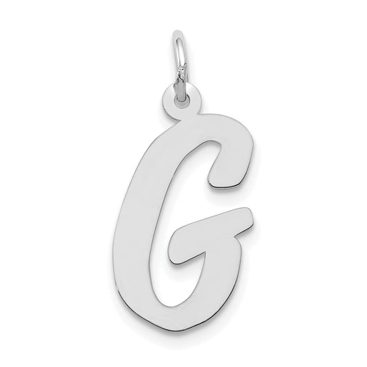 14k White Gold 14k White Gold Large Script Letter G Initial Charm