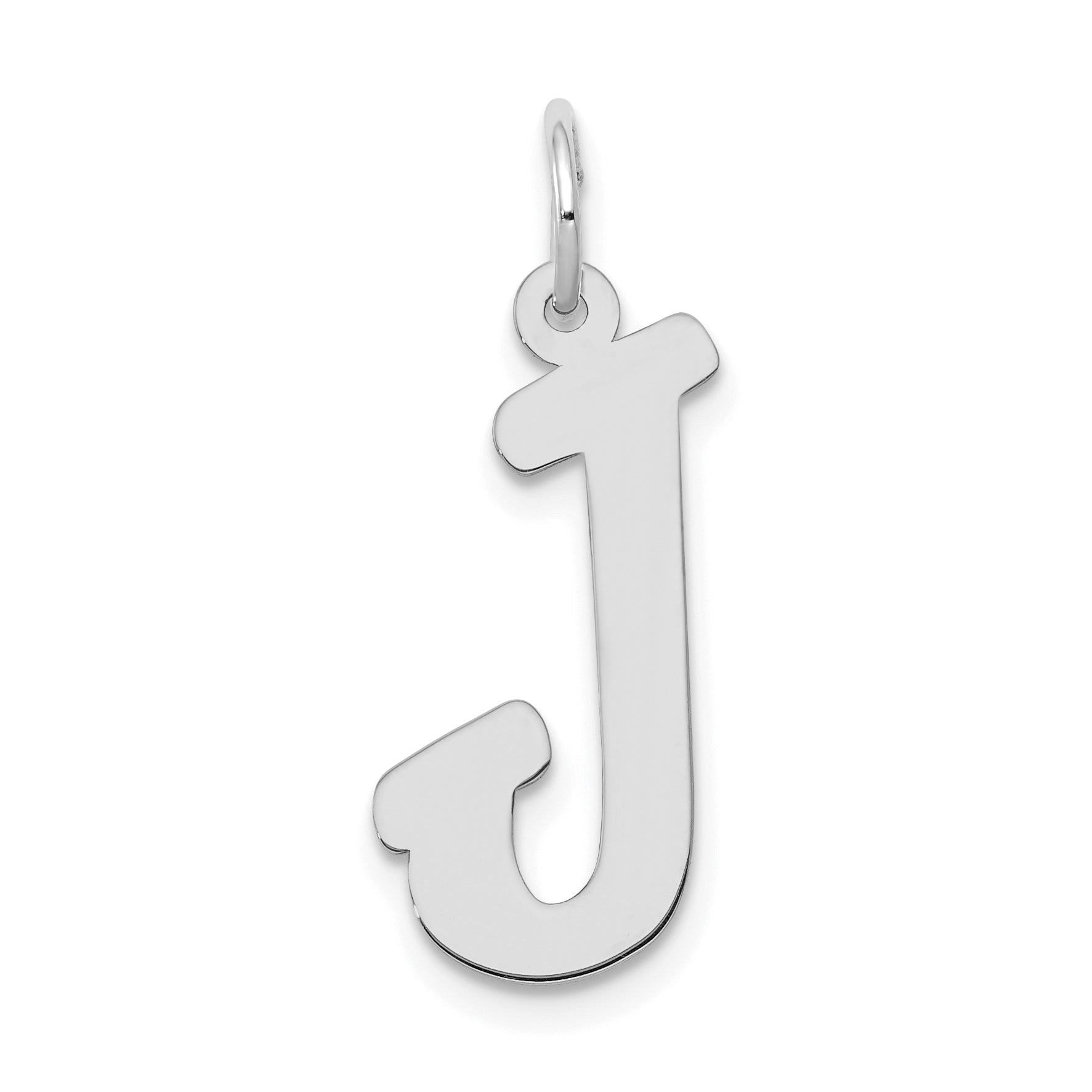 14k White Gold 14k White Gold Large Script Letter J Initial Charm