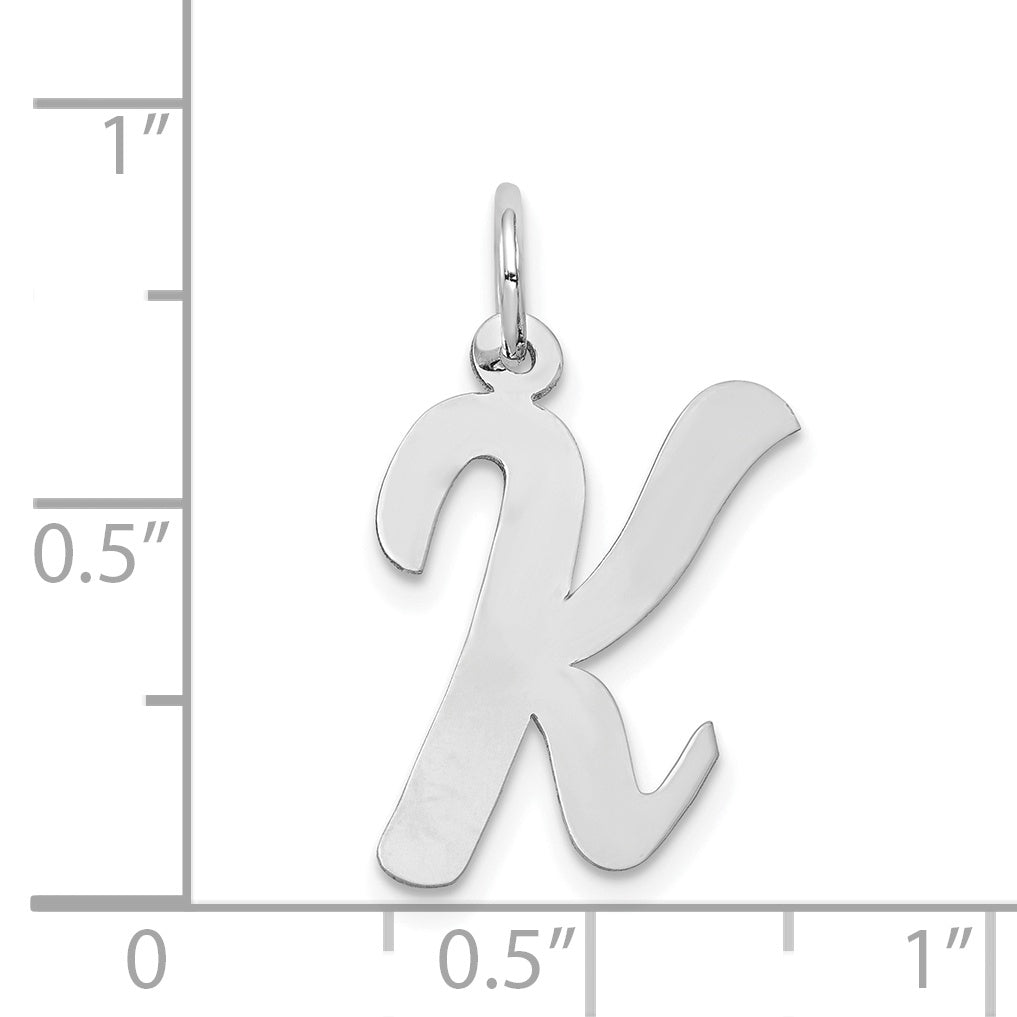 14k White Gold 14k White Gold Large Script Letter K Initial Charm