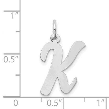 14k White Gold 14k White Gold Large Script Letter K Initial Charm