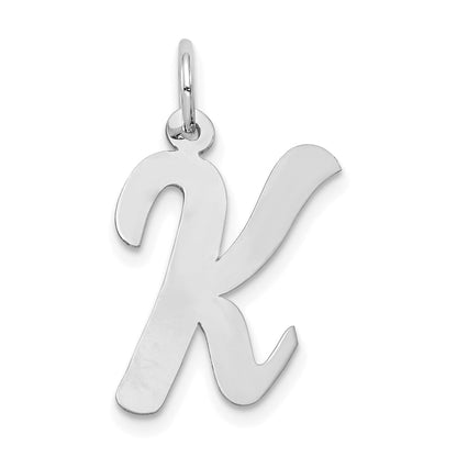 14k White Gold 14k White Gold Large Script Letter K Initial Charm