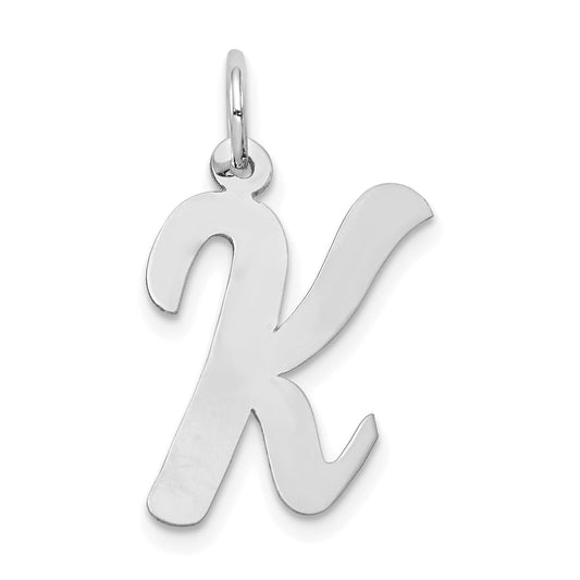 14k White Gold 14k White Gold Large Script Letter K Initial Charm