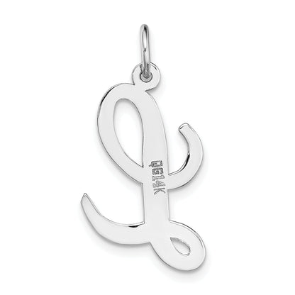 14k White Gold 14k White Gold Large Script Letter L Initial Charm