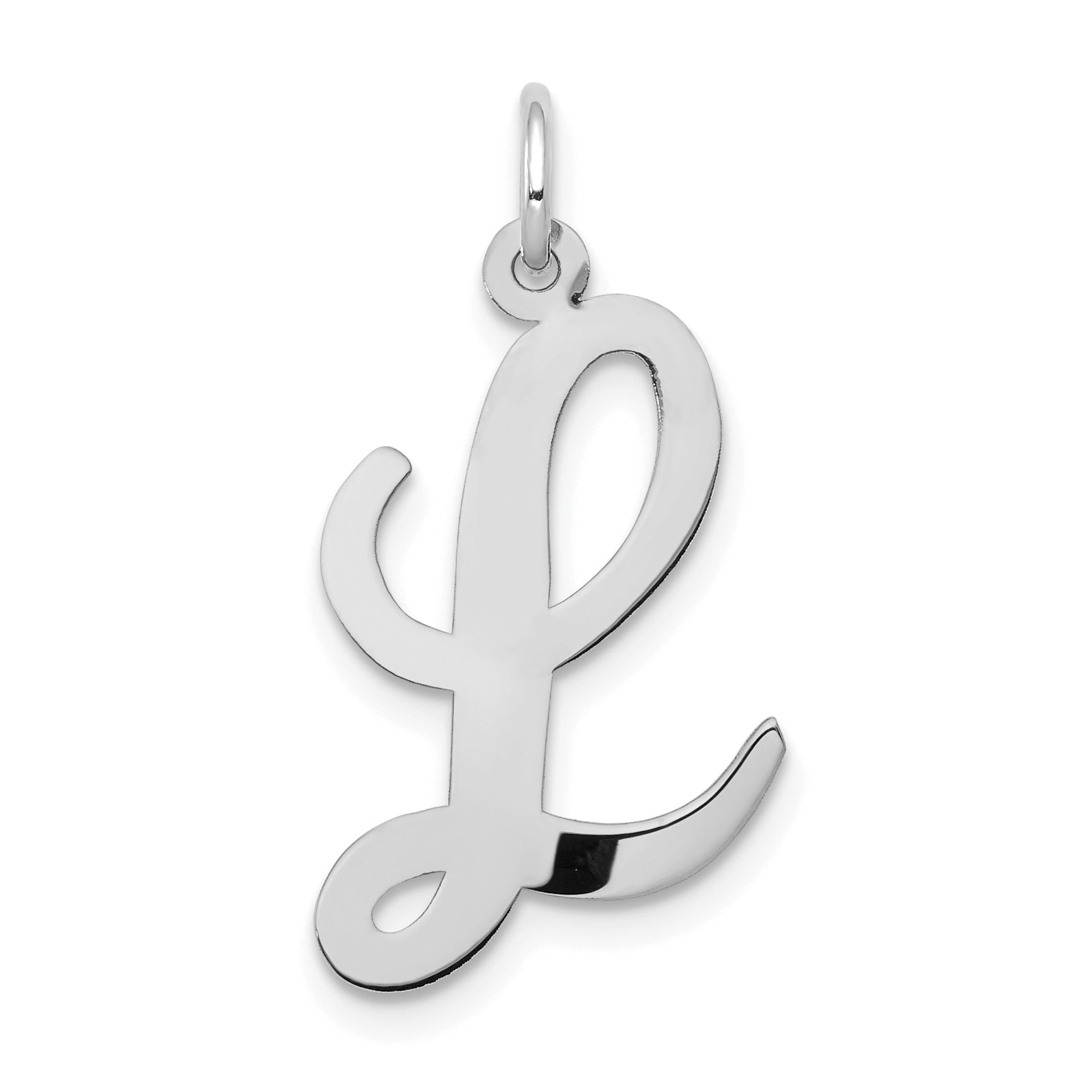 14k White Gold 14k White Gold Large Script Letter L Initial Charm