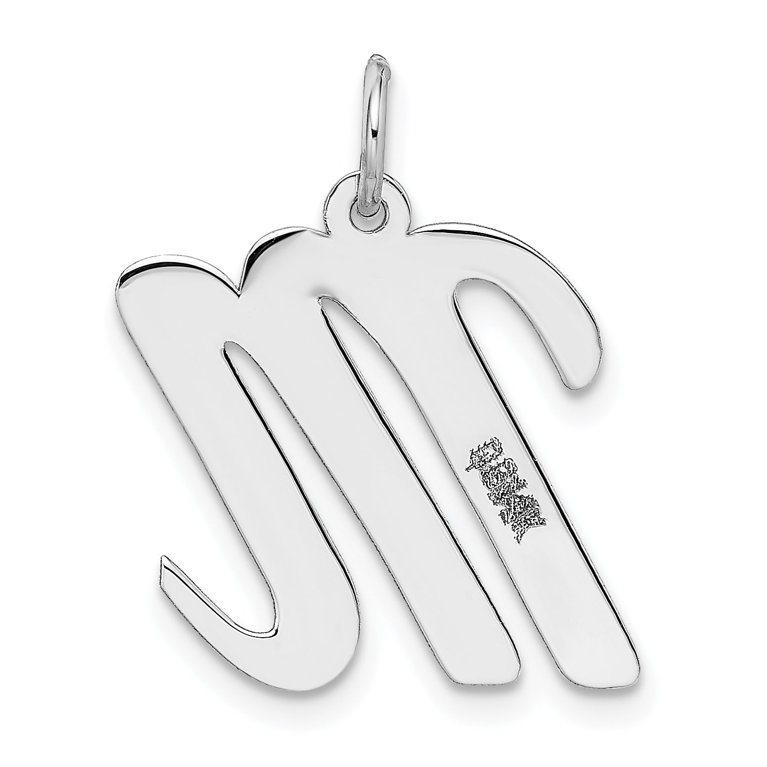 14k White Gold 14k White Gold Large Script Letter M Initial Charm